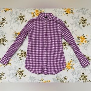 J. Crew Size 0 Purple Checkered Button Down